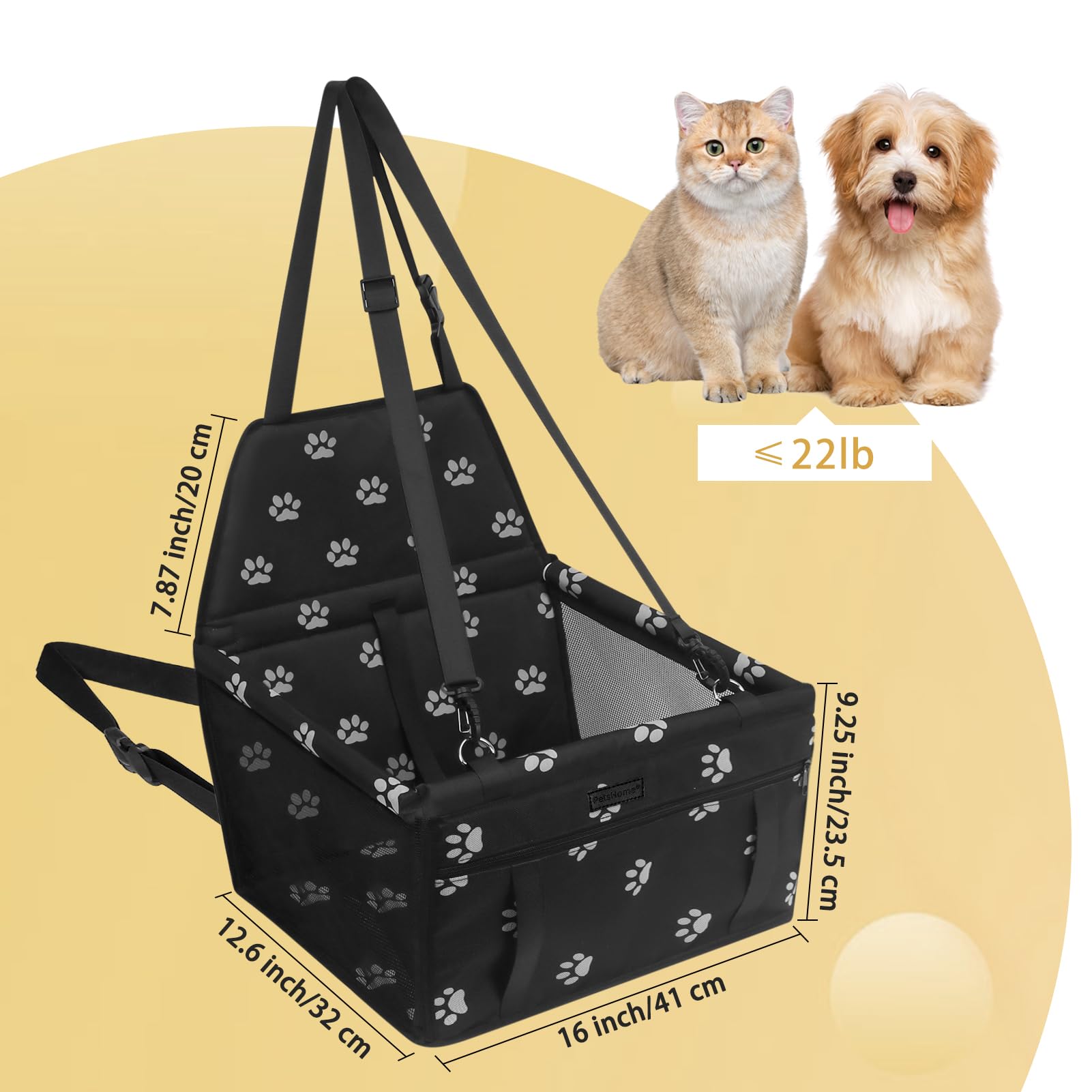 PetsHome dog car seat in unfolded setup showing easy installation and secure ride.