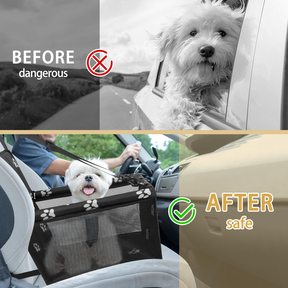 PetsHome dog car seat front pocket stores keys, phone, snacks for trips.