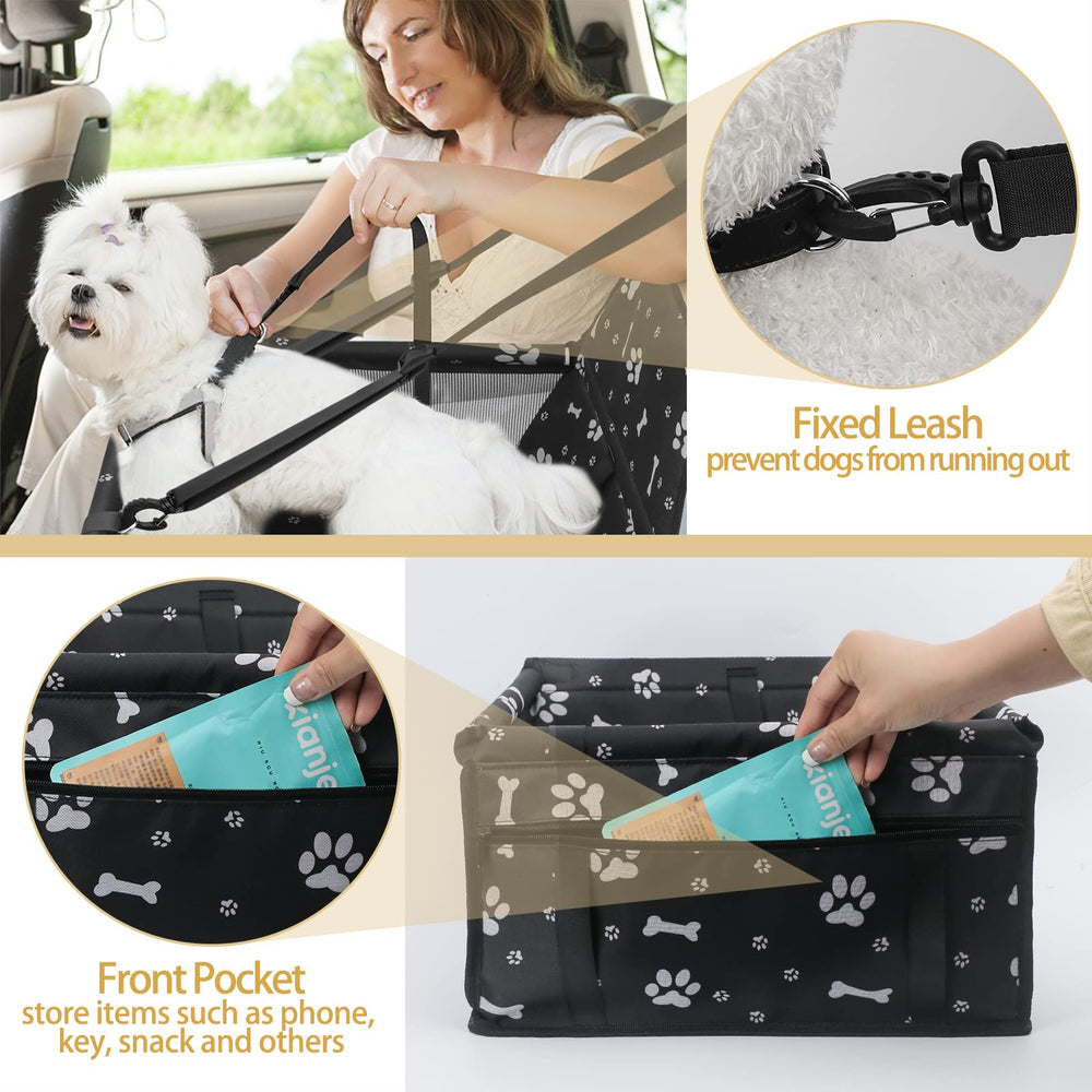 PetsHome dog car seat front pocket stores small essentials