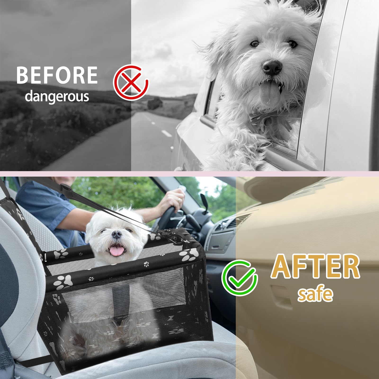 PetsHome dog car seat front pocket stores phone, keys, treats