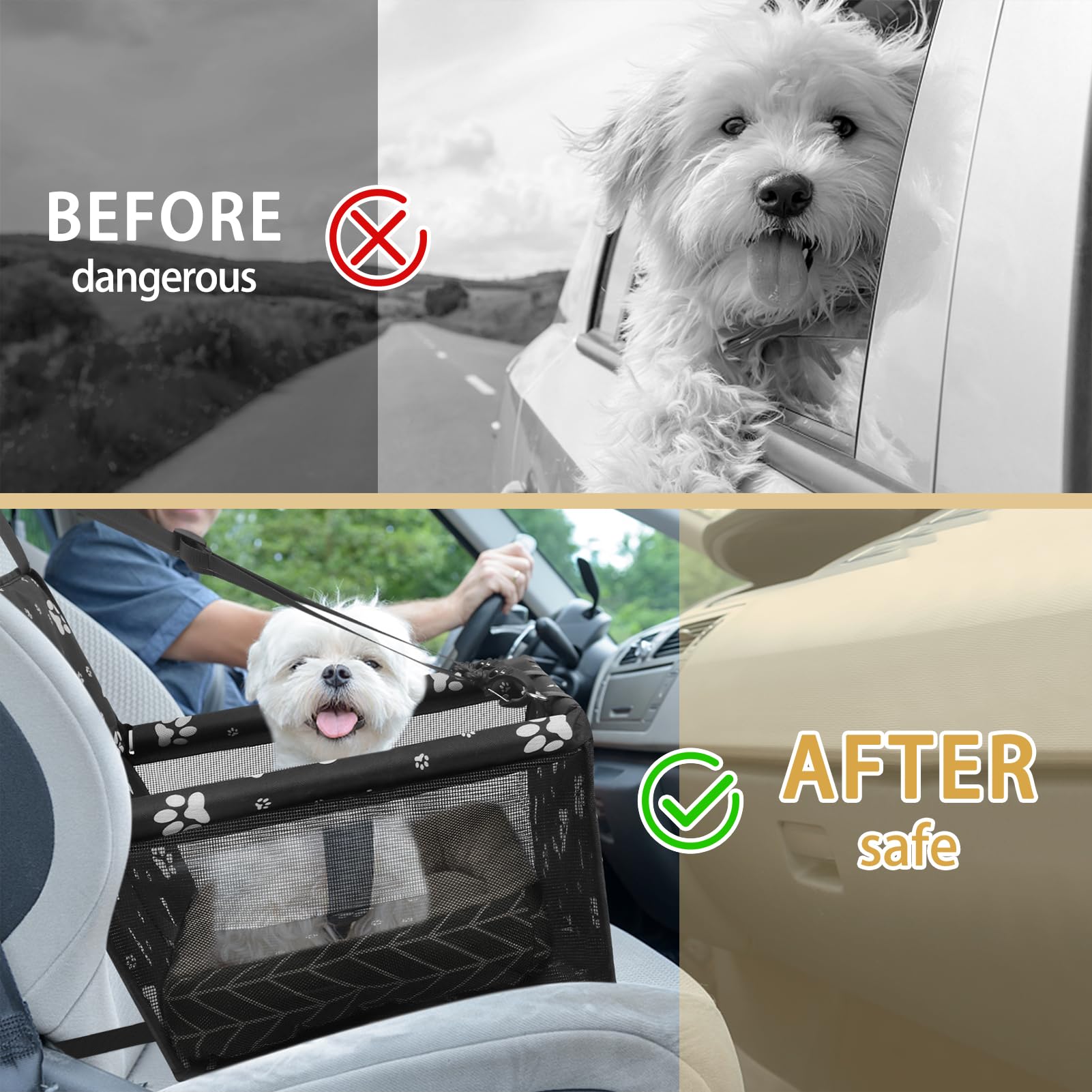 PetsHome dog car seat PVC-tube frame adds stability