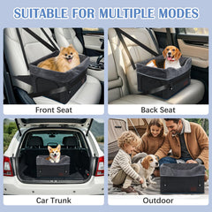 PetsHome dog car seat back view highlights secure fit to stay in place