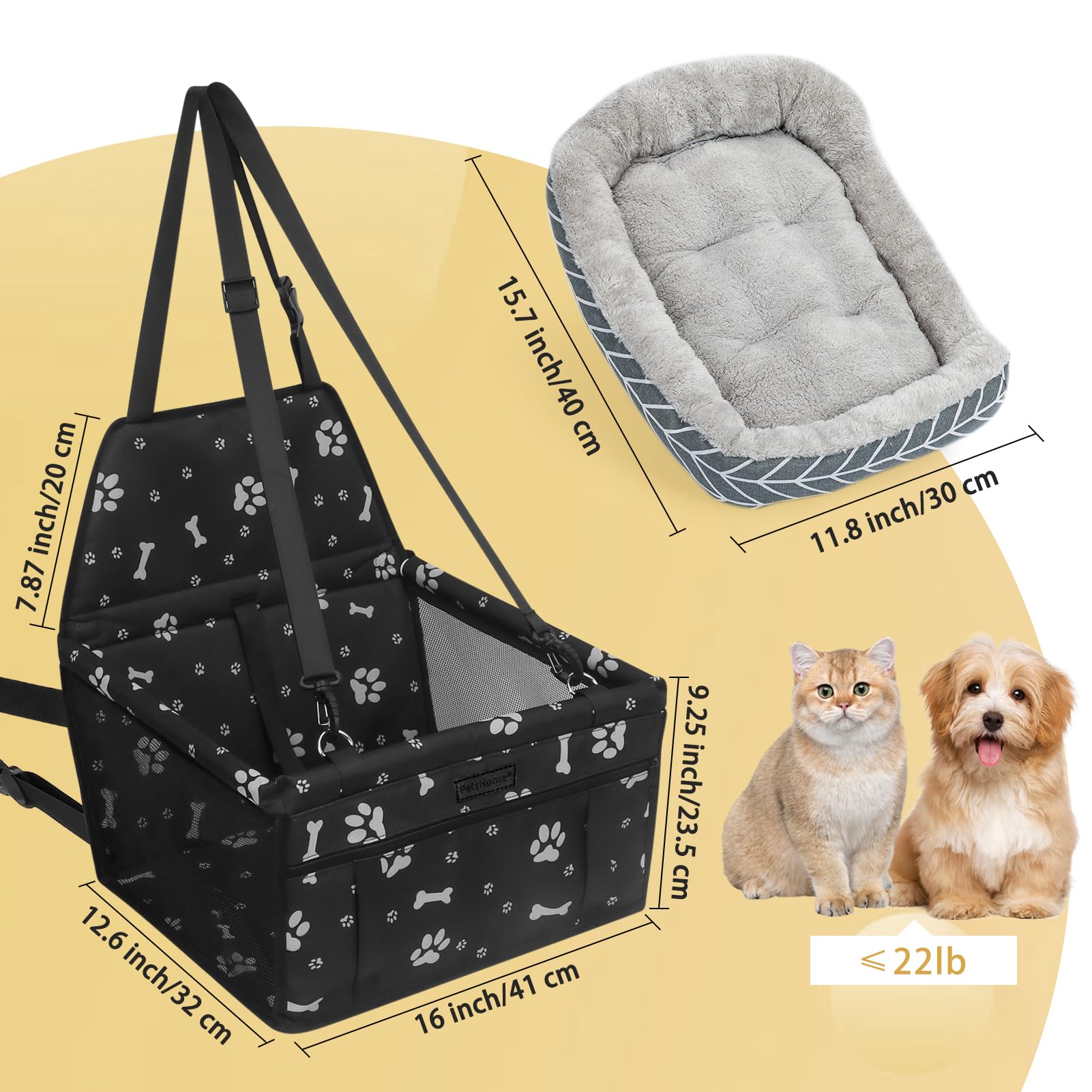 PetsHome dog car seat waterproof interior keeps messes contained