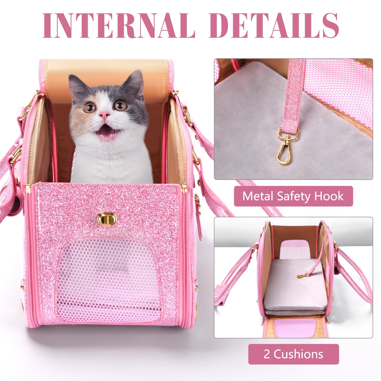 PetsHome Dog Carrier Purse fixed leash inside prevents escapes during travel.