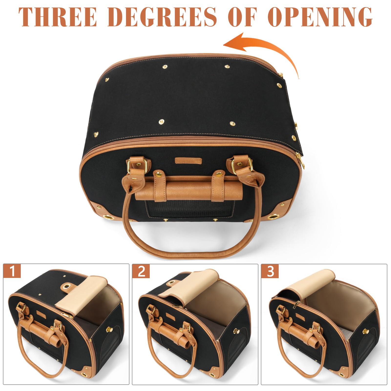 PetsHome Dog Carrier Purse fixed leash inside helps secure pets safely.