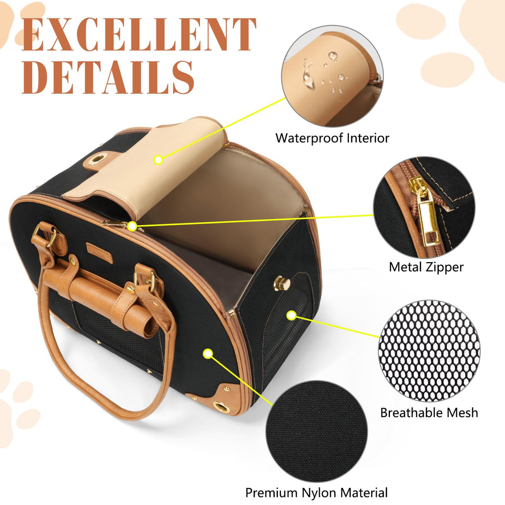 PetsHome Dog Carrier Purse front and back mesh panels improve ventilation.