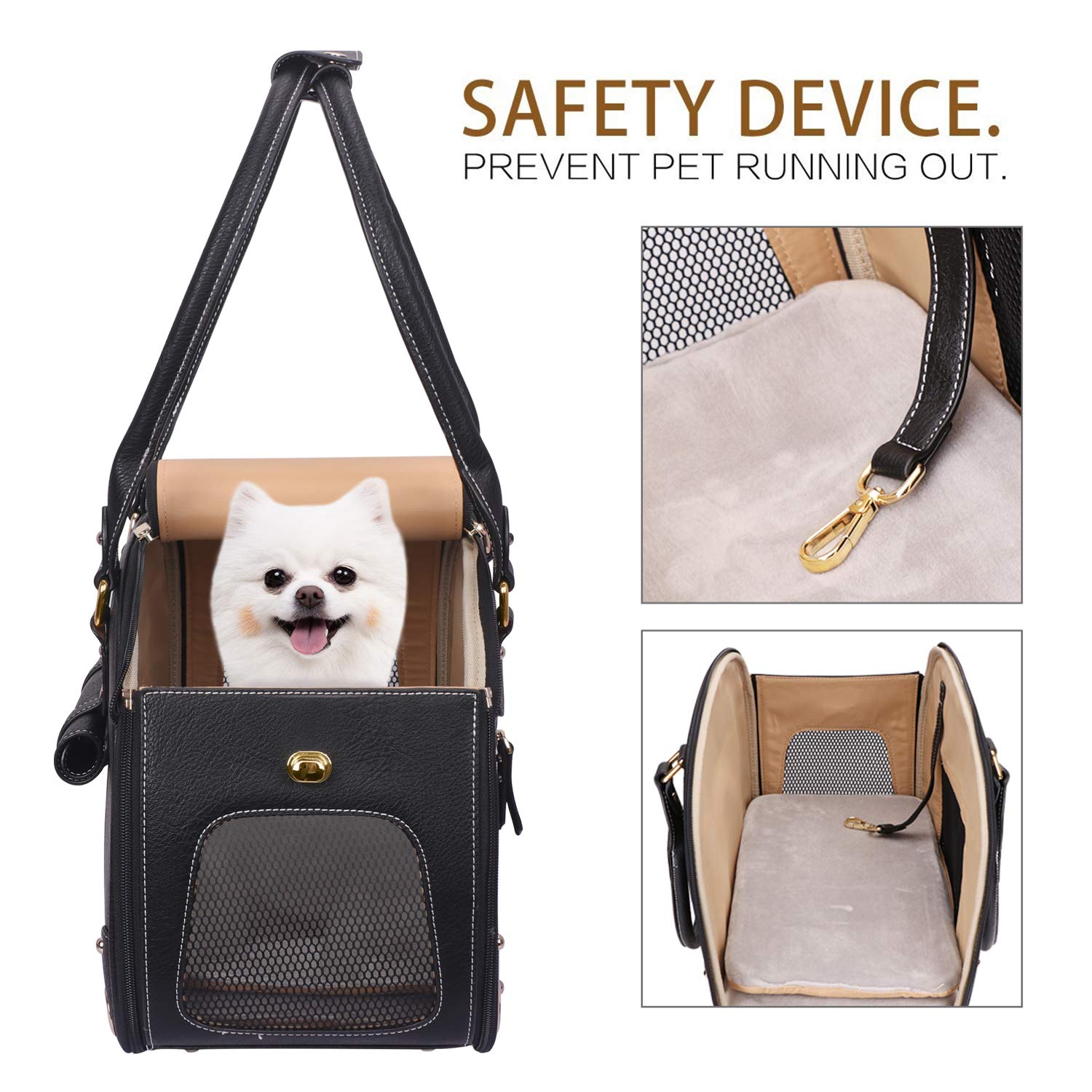PetsHome interior with fixed leash keeps small pets secure during travel.
