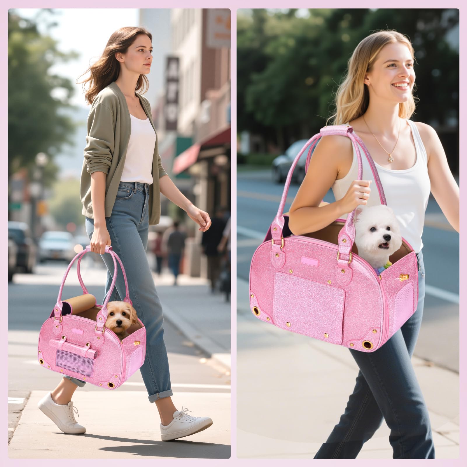 PetsHome PU leather exterior with waterproof interior keeps bag clean during everyday activities.