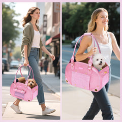PetsHome PU leather exterior with waterproof interior keeps bag clean during everyday activities.