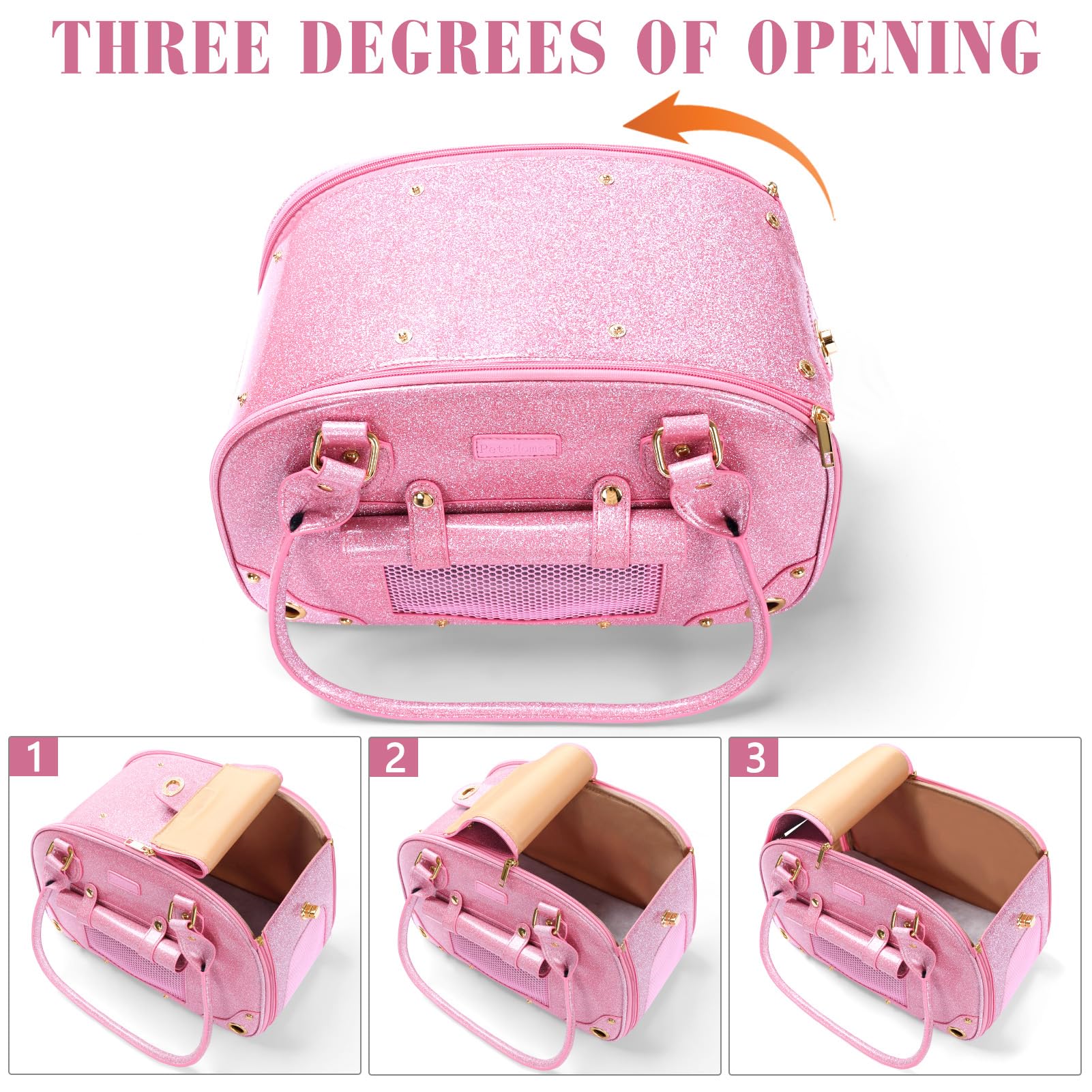 PetsHome Dog Carrier Purse sturdy hard-sided frame with soft padded interior for resting.