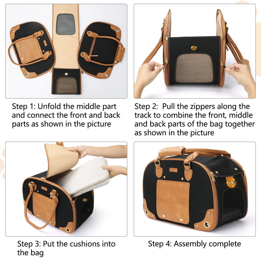 PetsHome Dog Carrier Purse under-seat dimensions suitable for travel.