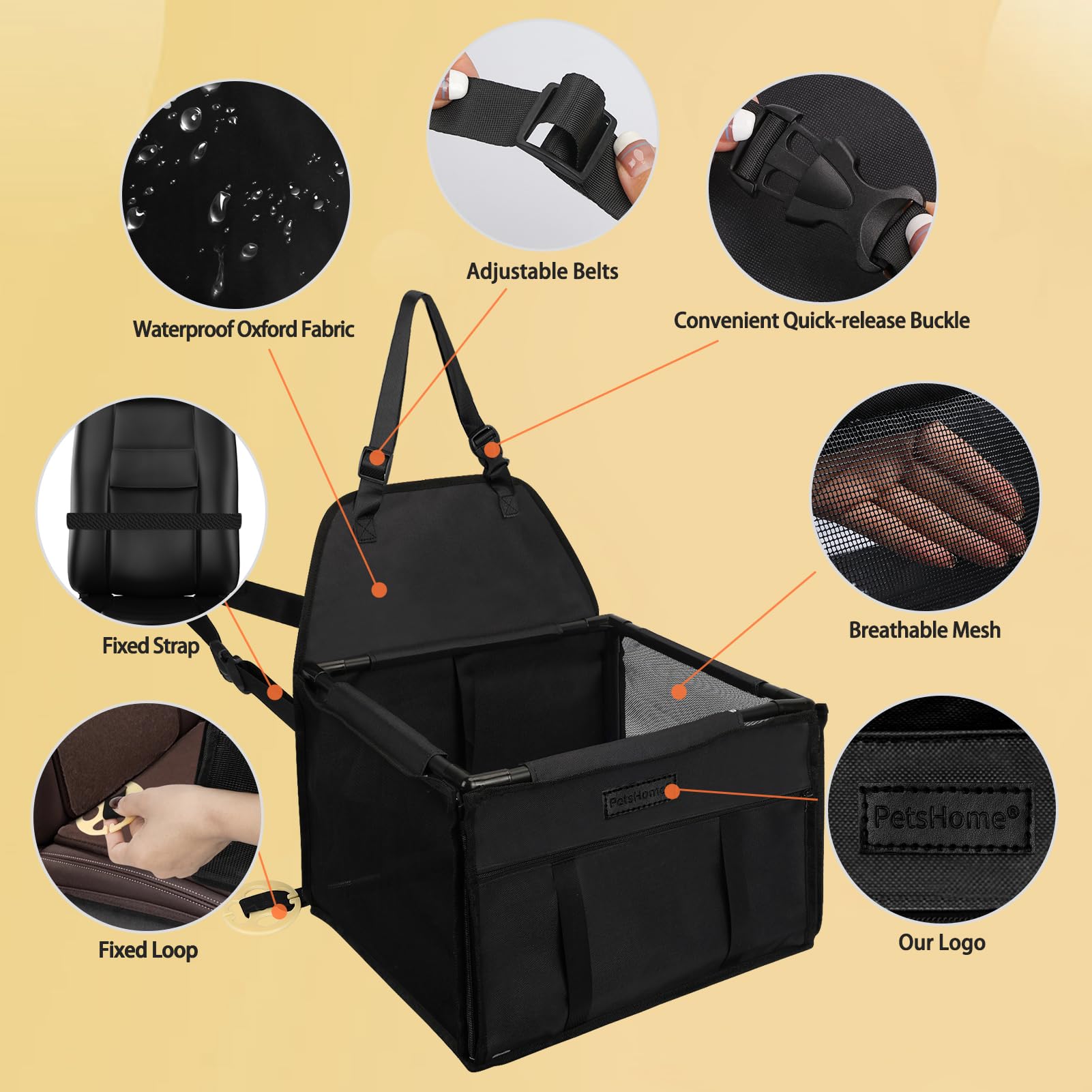 PetsHome-front-pocket-storage highlights a convenient pocket for phone, keys, or snacks.