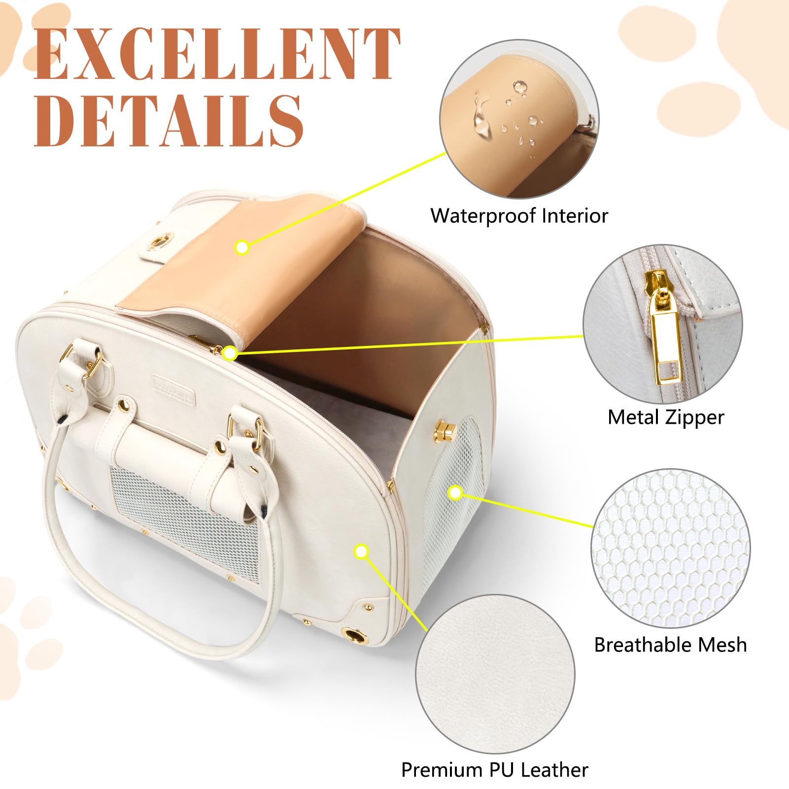 PetsHome Pet Carrier Purse medium dimensions help fit under-seat airline travel.