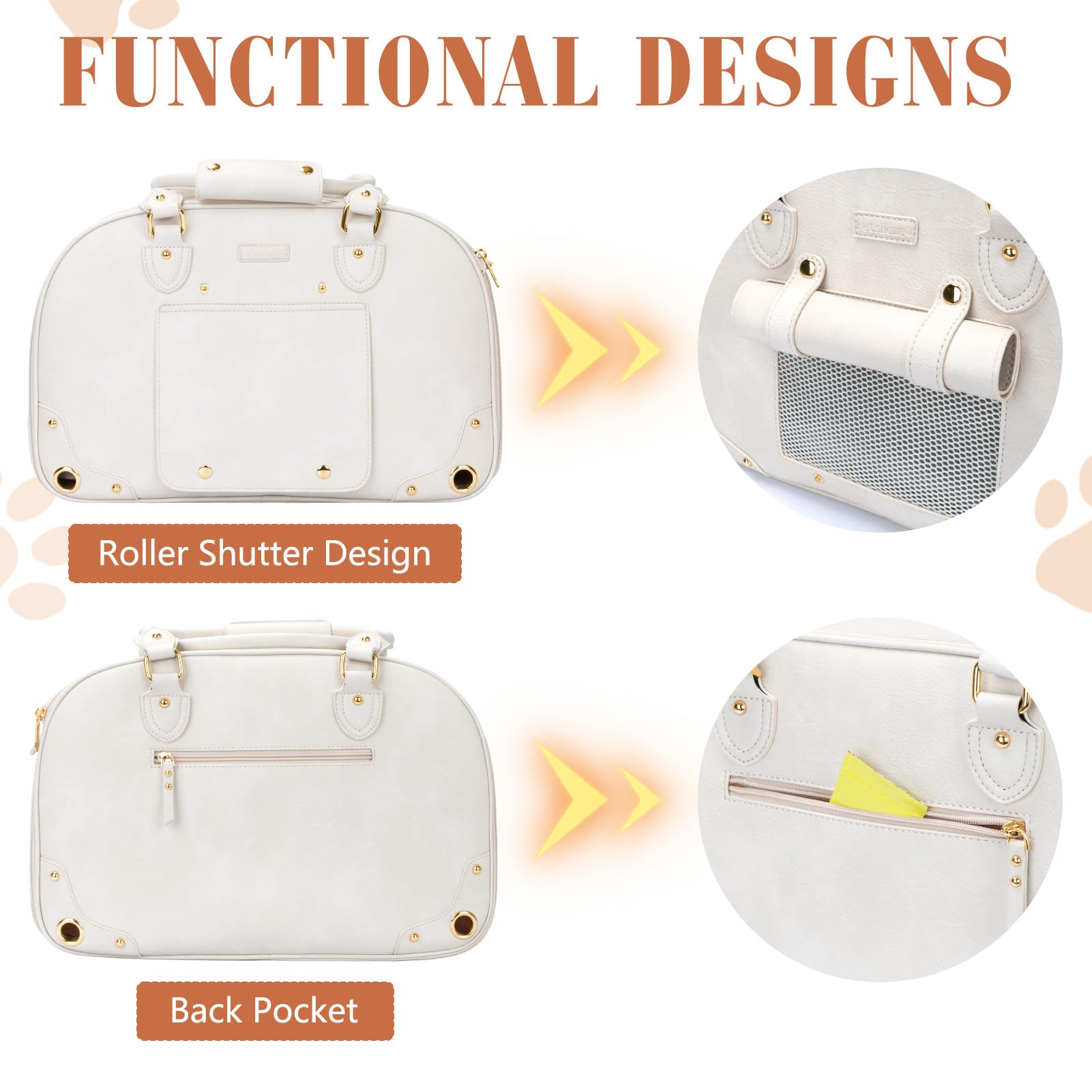 PetsHome Pet Carrier Purse ventilation mesh provides fresh airflow during outings.