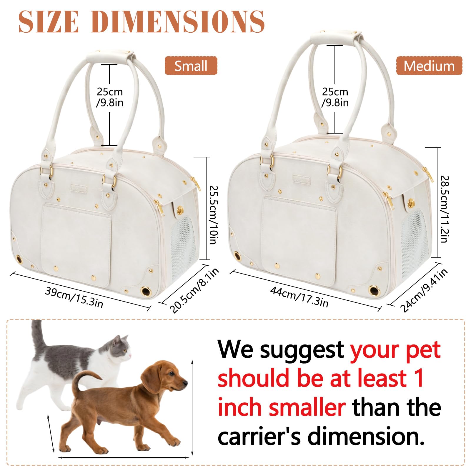 PetsHome Pet Carrier Waterproof Leather Exterior highlights easy cleaning and durability for travel.
