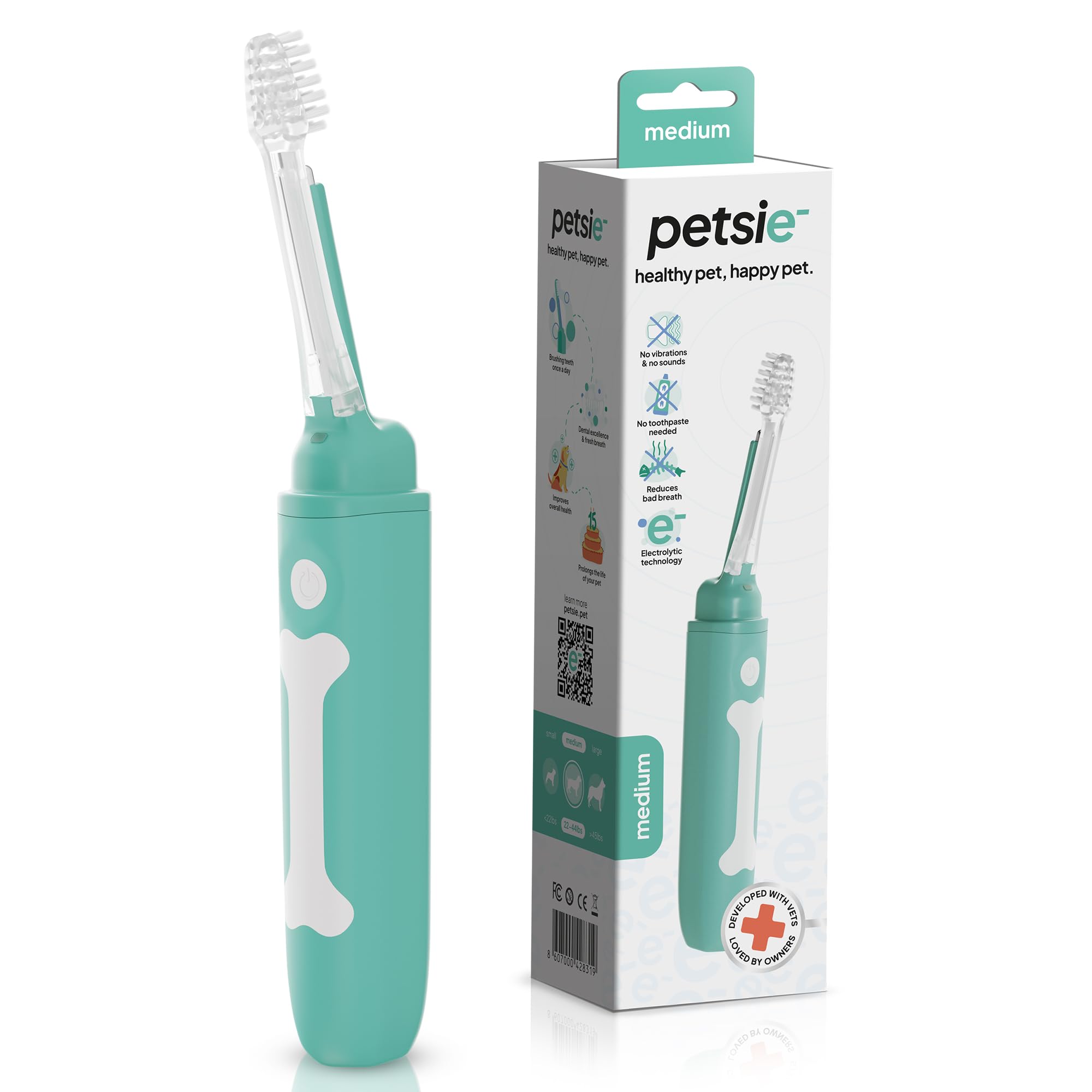 Petsie dog toothbrush handle closeup with ergonomic grip for comfortable daily brushing.