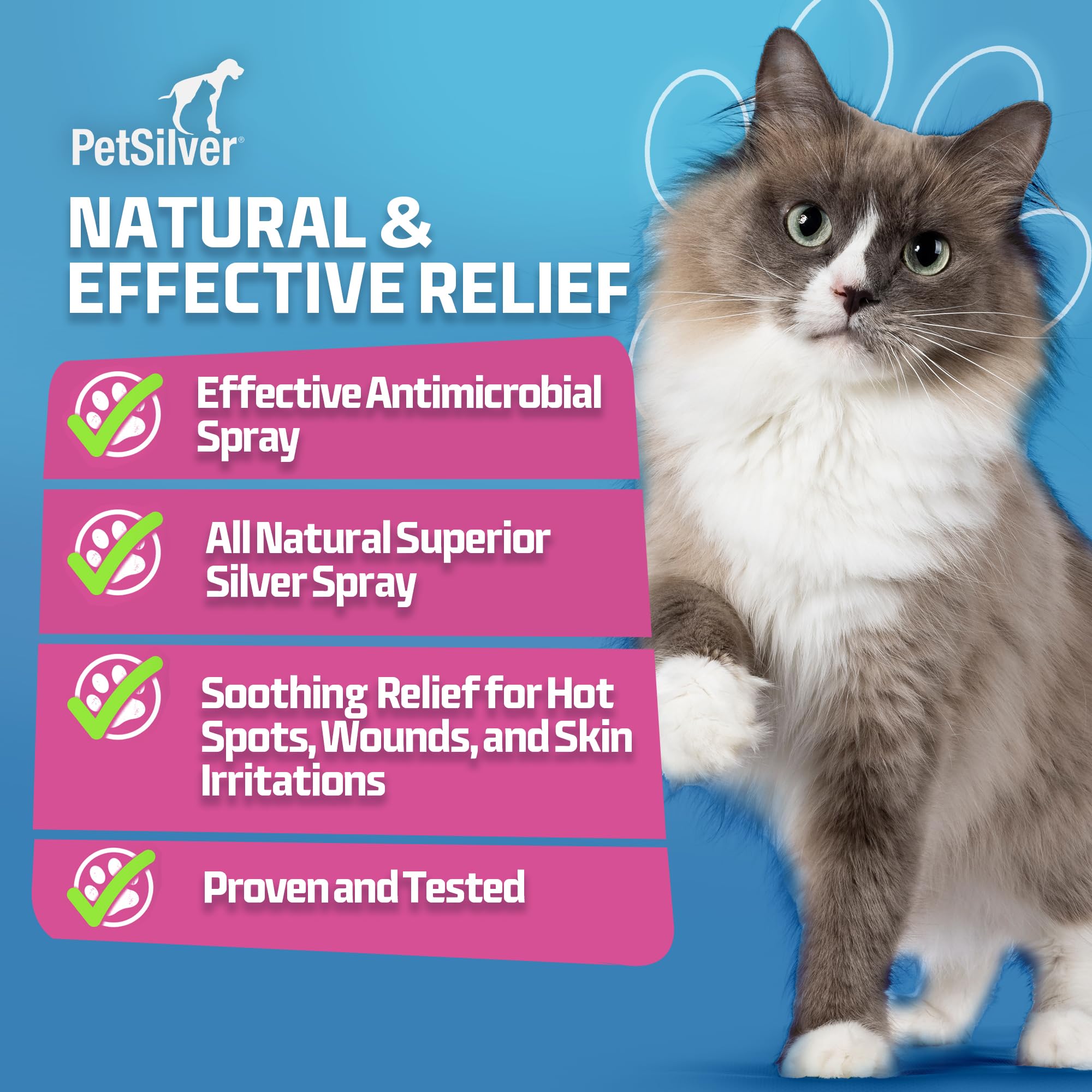 PetSilver label close-up highlights USA-made quality and safety.