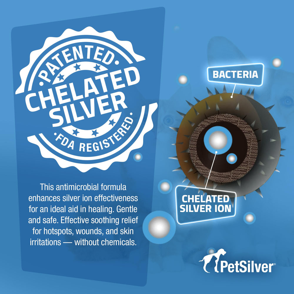 PetSilver Wound & Skin Spray targets wounds and hot spots with chelated silver.