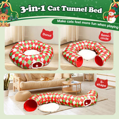 Petsinurarea cat tunnel bed with hanging balls for interactive play