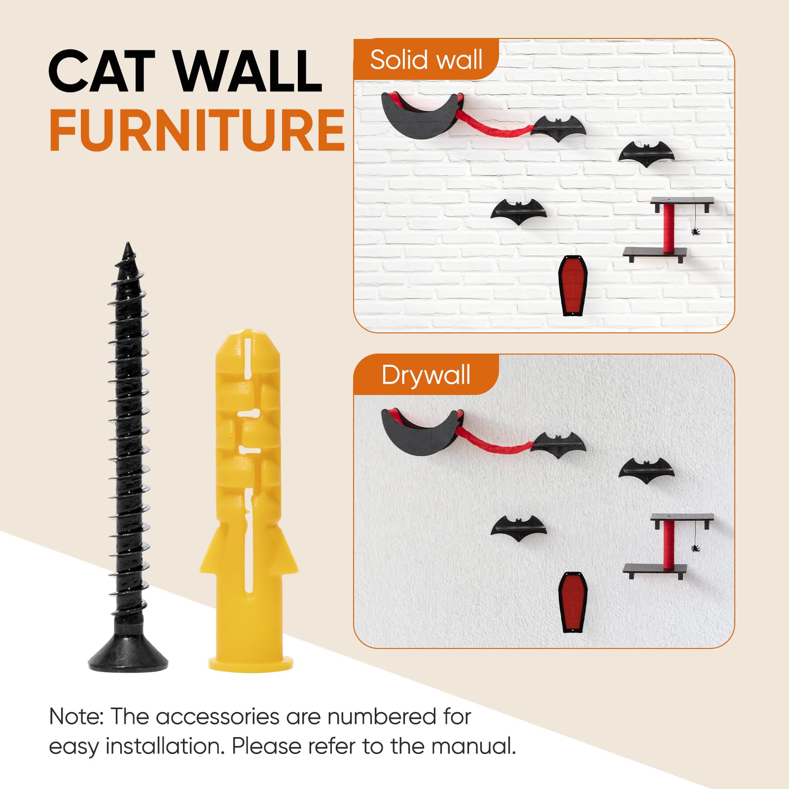 Petsinurarea Gothic cat wall shelves oversized scratching board for claw maintenance