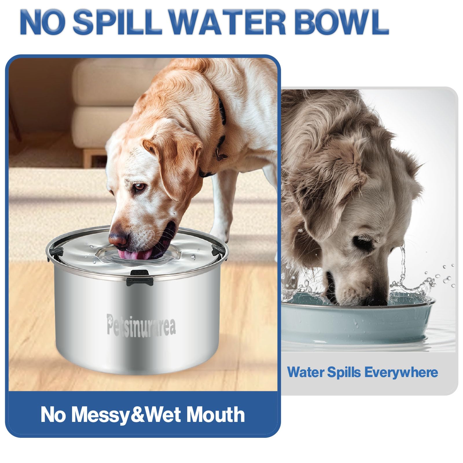 Petsinurarea large-capacity-set supports water and food for big dogs.