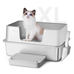Petsinurarea stainless steel litter box XL top view showing large capacity for big cats
