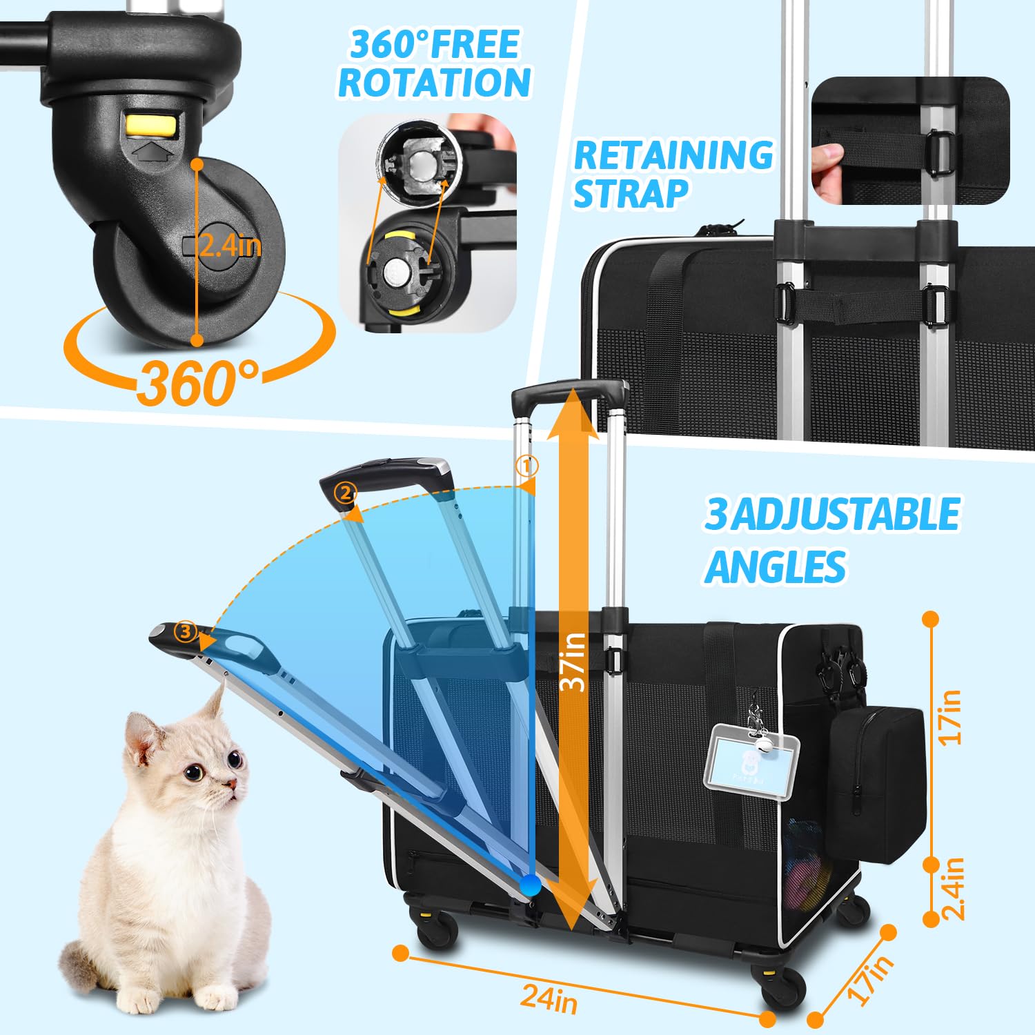 Petskd cat carrier folded-storage design with pockets for organization.