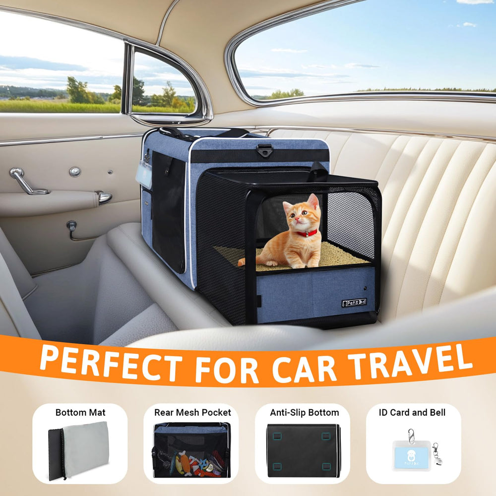 Petskd cat carrier with litter box area for convenient trips