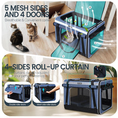 Petskd cat carrier with locking zippers and anti-grab mesh for security.
