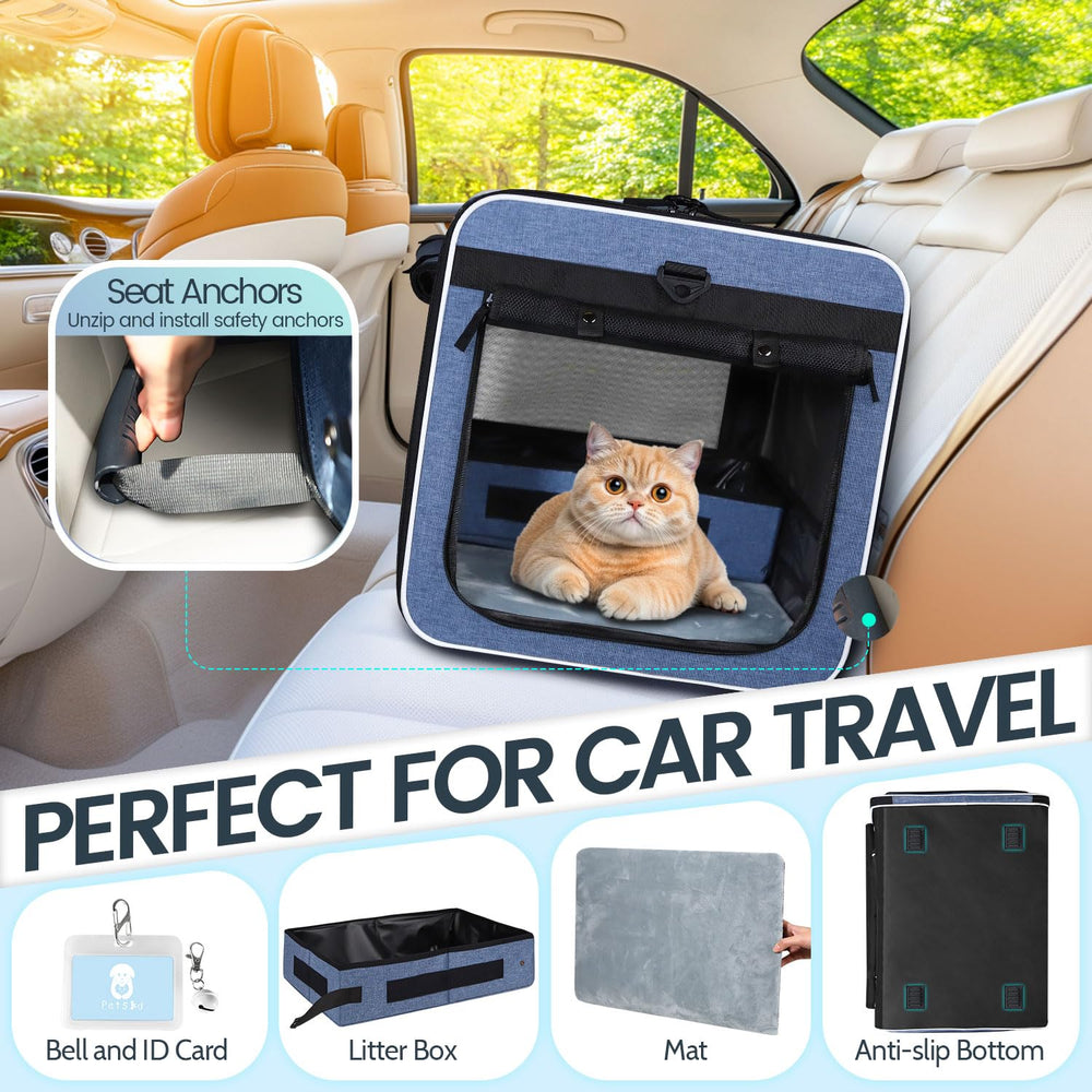 Petskd cat carrier roll-up shade panel with breathable mesh windows for airflow.