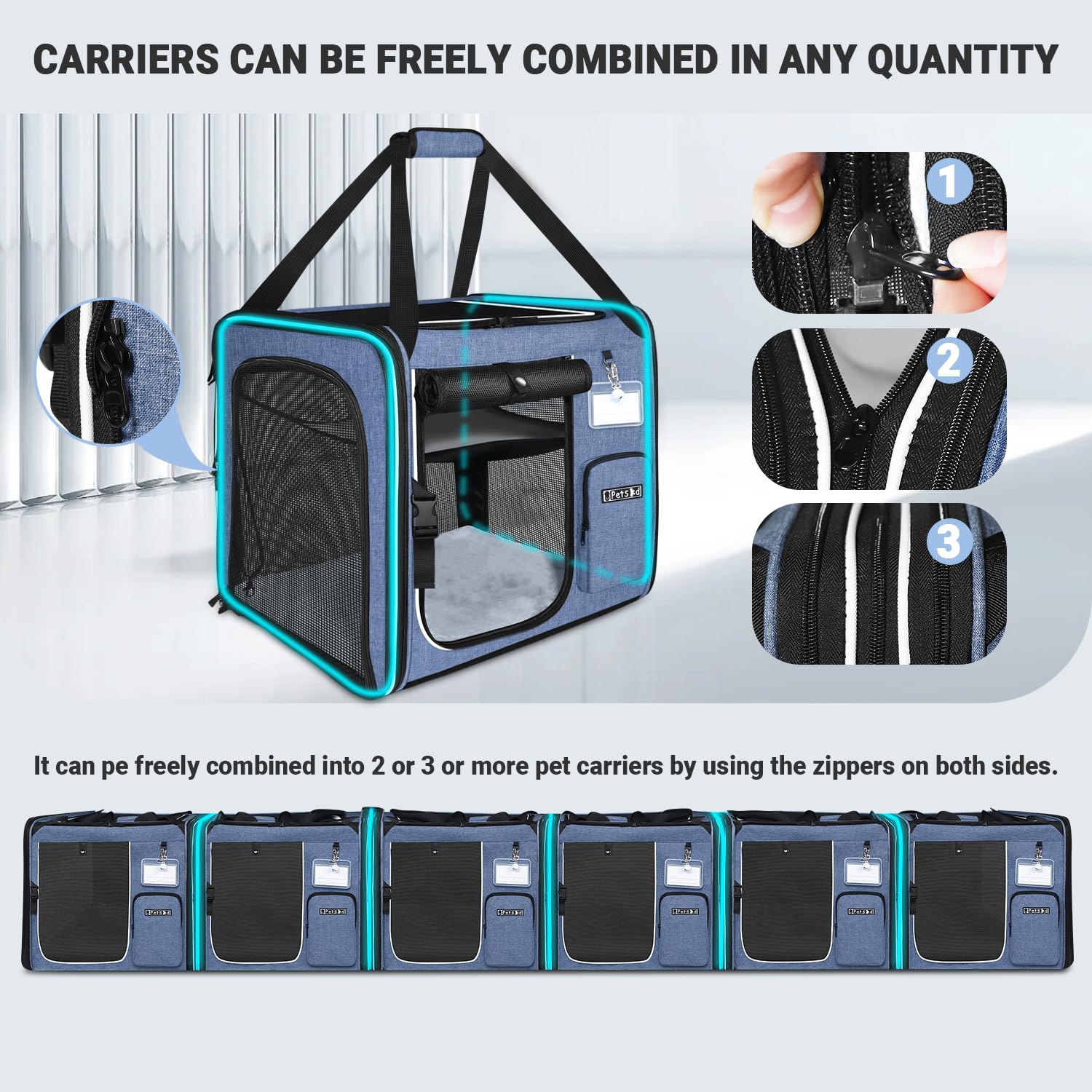 Petskd cat carrier ventilation mesh windows ensure airy comfort during car trips.
