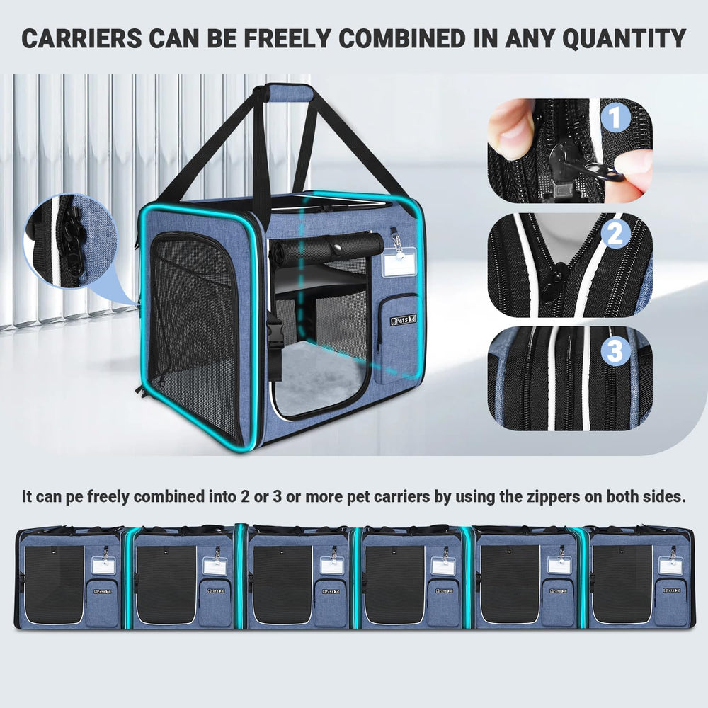 Petskd cat carrier ventilation mesh windows ensure airy comfort during car trips.