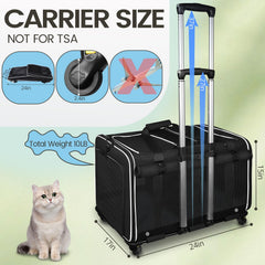 Petskd cat carrier wheels pull-suitcase-style for easy vet trips