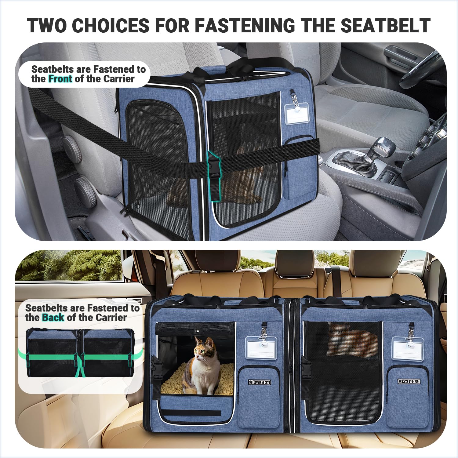 Petskd collapsible carrier with litter box design enables quick setup.