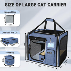 Petskd large cat carrier with litter box inside demonstrates integrated travel convenience.
