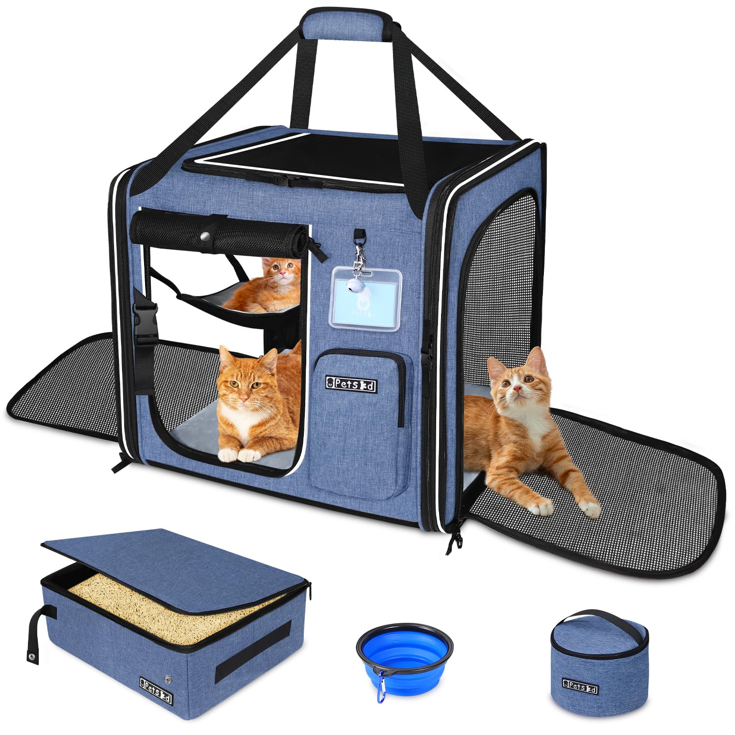 Petskd combinable large cat carrier outer view shows sturdy travel design for multi-pet trips.