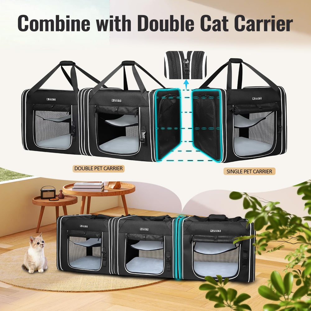 Petskd combinable pet carrier supports two pets together for car trips.