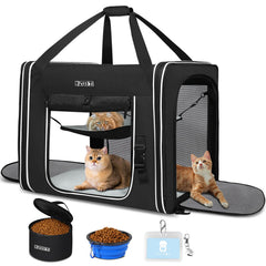 Petskd combinable pet carrier side zipper enables flexible multi-pet setup for travel.