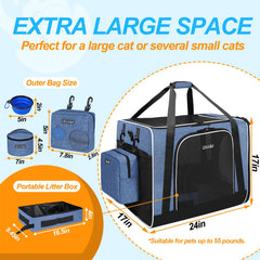 Petskd extra large cat carrier folded for compact storage and accessory pockets