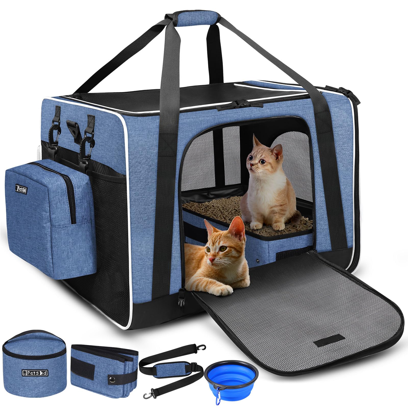 Petskd extra large cat carrier front view showing ample space for a large cat