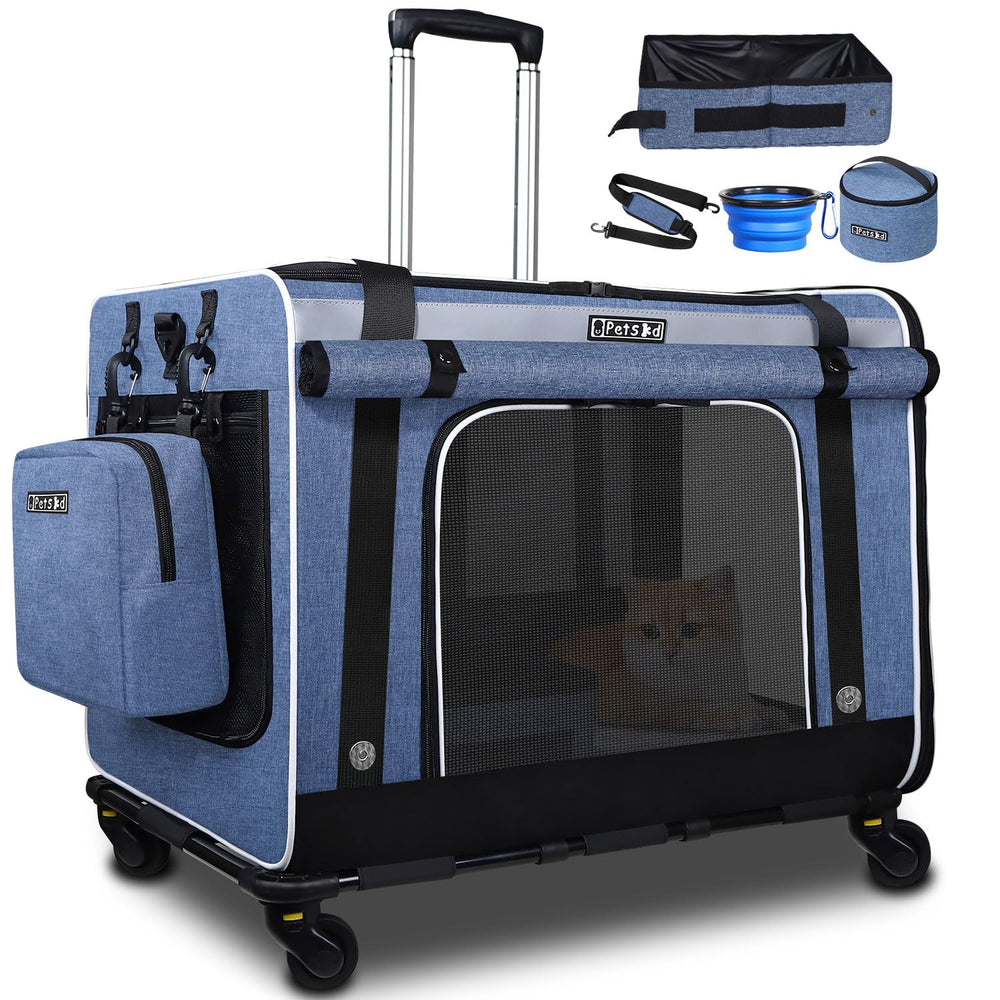 Petskd extra-large cat carrier with wheels designed for smooth long-distance travel.