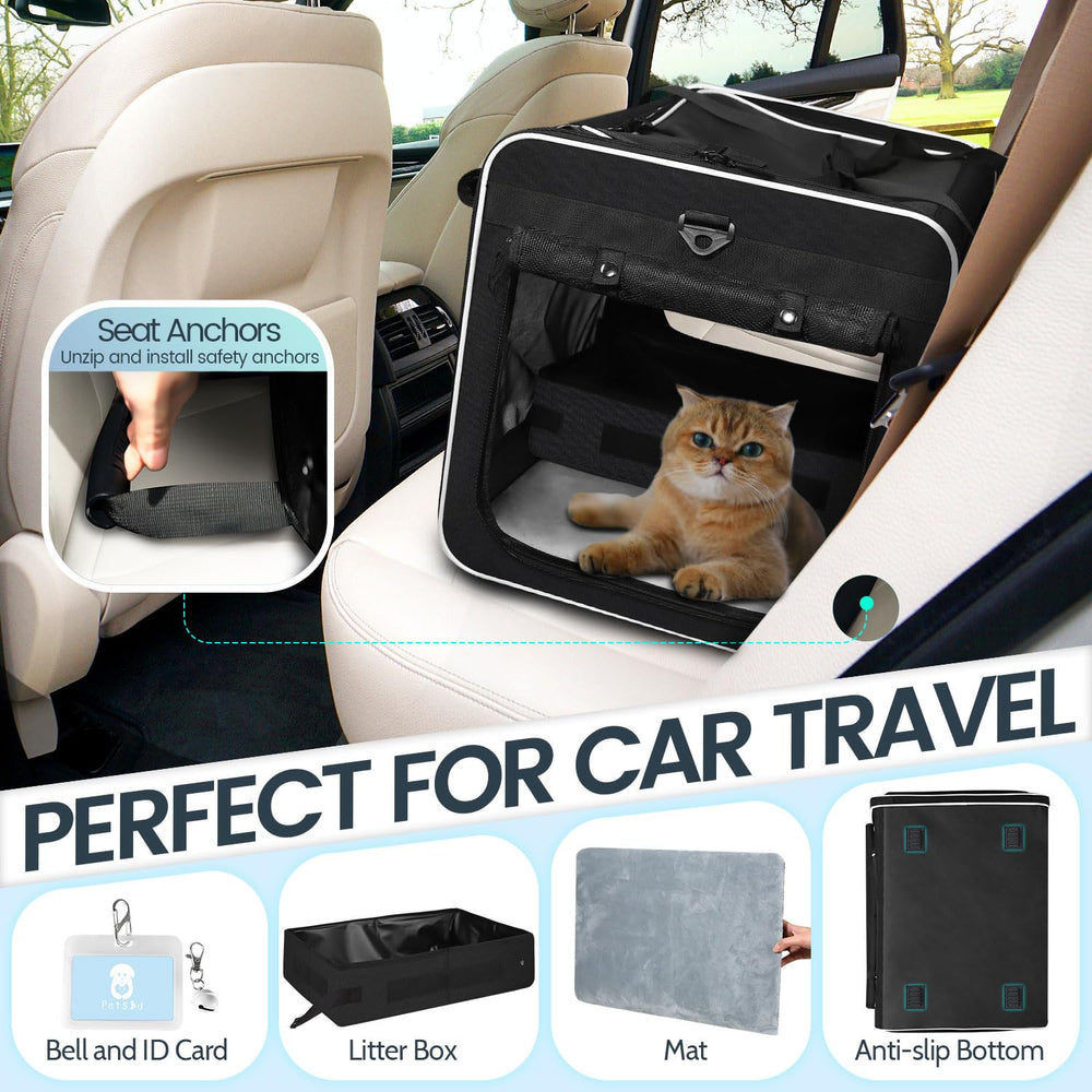 Petskd extralarge cat carrier breathable mesh windows promote ventilation for comfy rides.