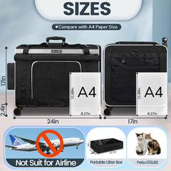 Petskd extralarge cat carrier with litter box portable helps on-the-go potty needs during travel.