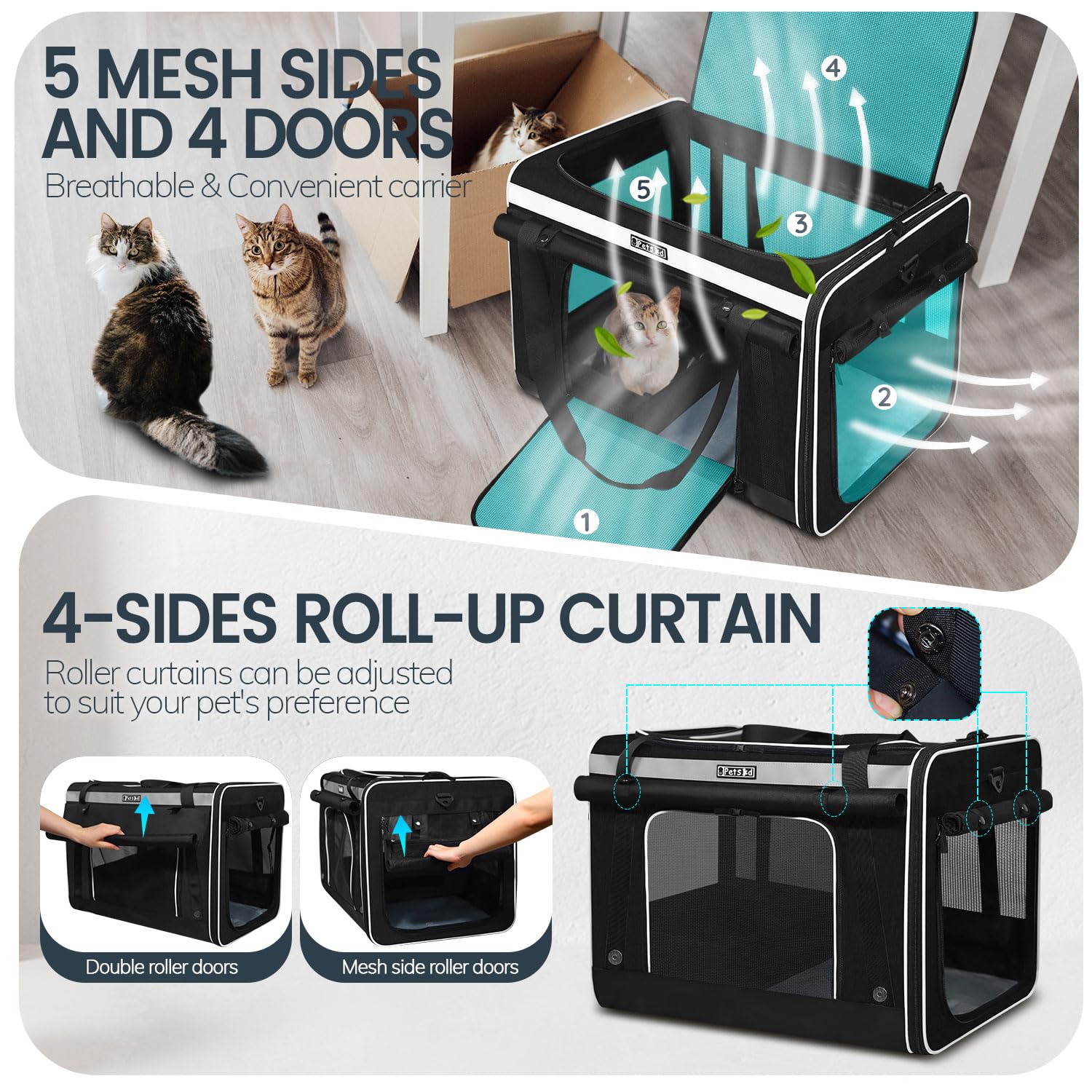 Petskd extralarge cat carrier sturdy frame enhances durability and keeps shape during long journeys.