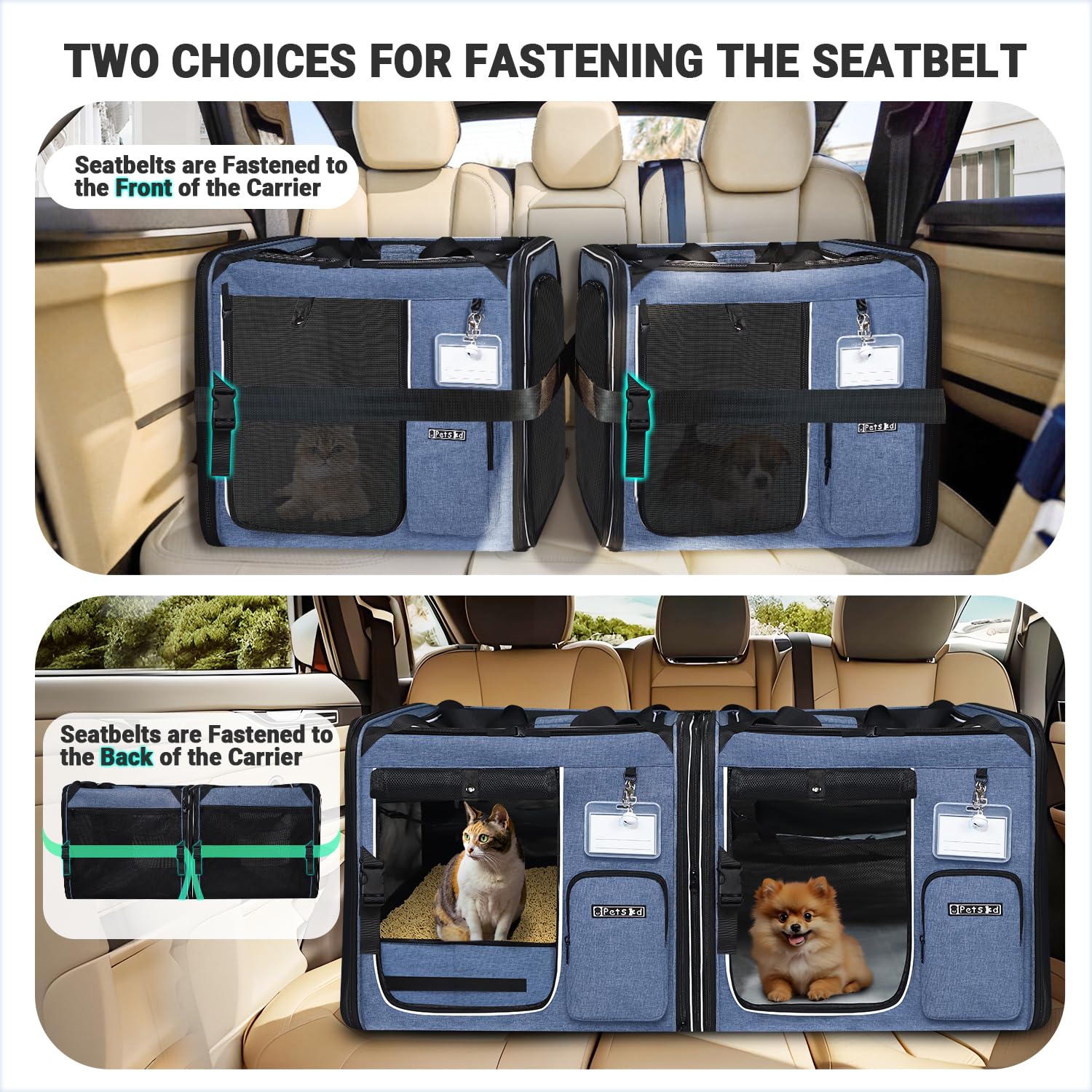 Petskd middle-compartment zipper enables flexible two-carrier configurations