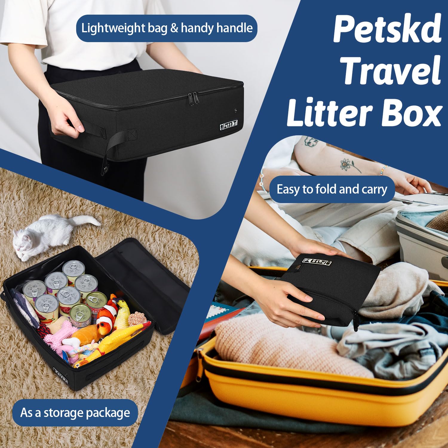 Petskd Oxford-cloth exterior adds sturdy, lightweight durability for on-the-go use.
