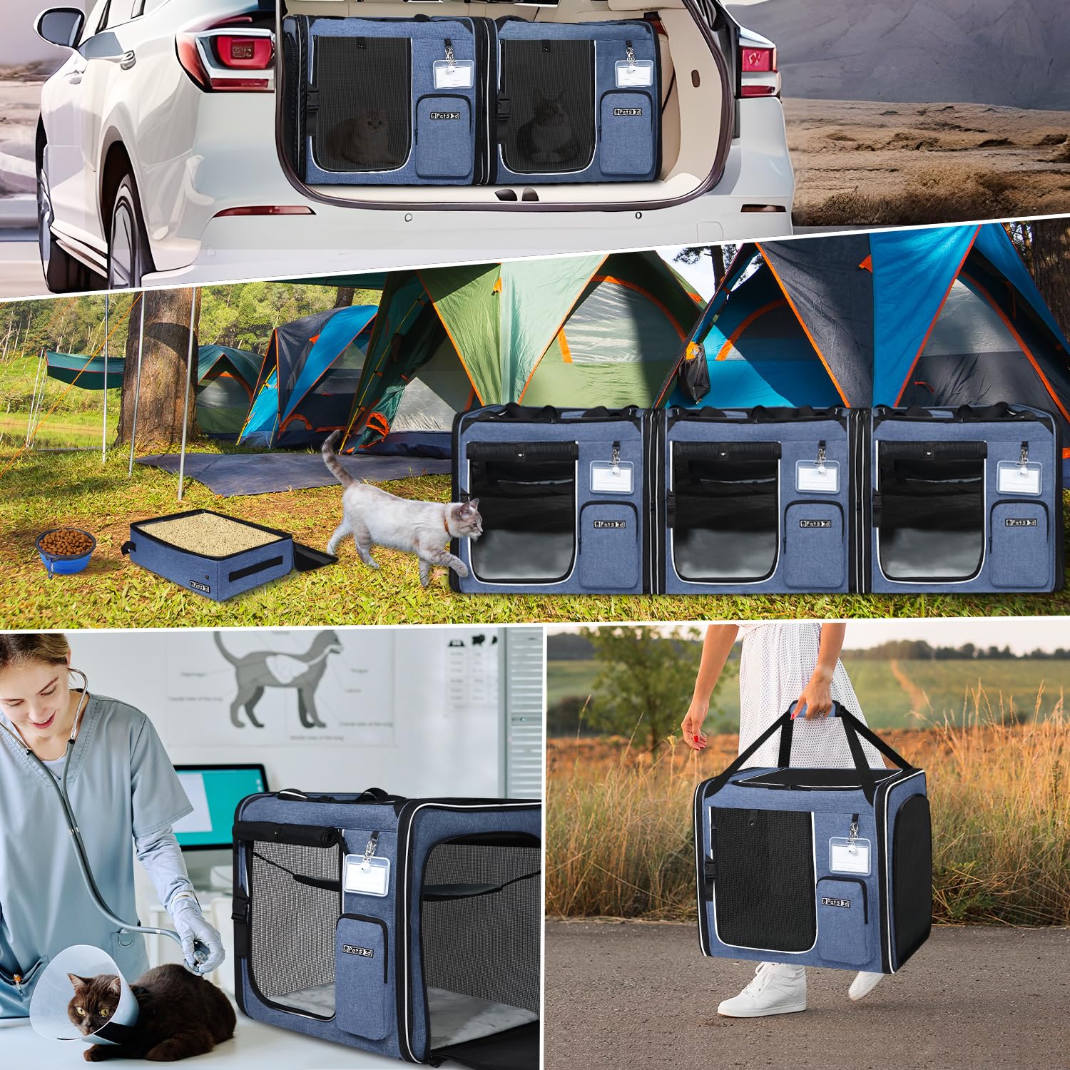 Petskd packaging includes accessories like food bag and foldable bowls for travel.