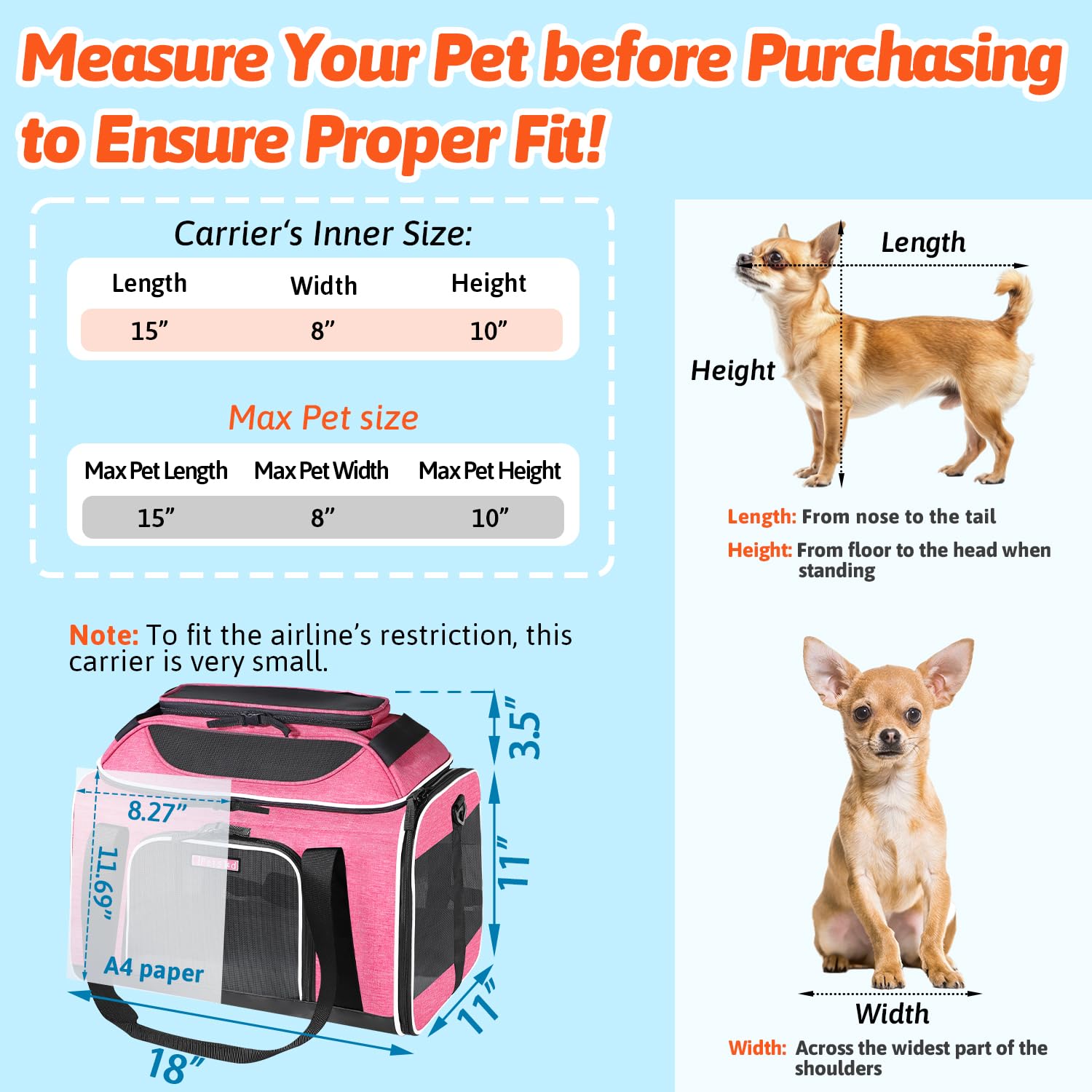 Petskd carrier features locking zippers pink for safer, secure travel with curious pets.