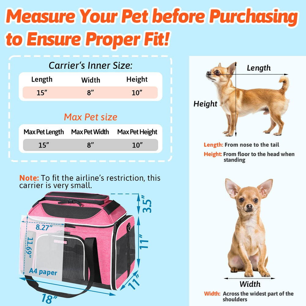 Petskd carrier features locking zippers pink for safer, secure travel with curious pets.