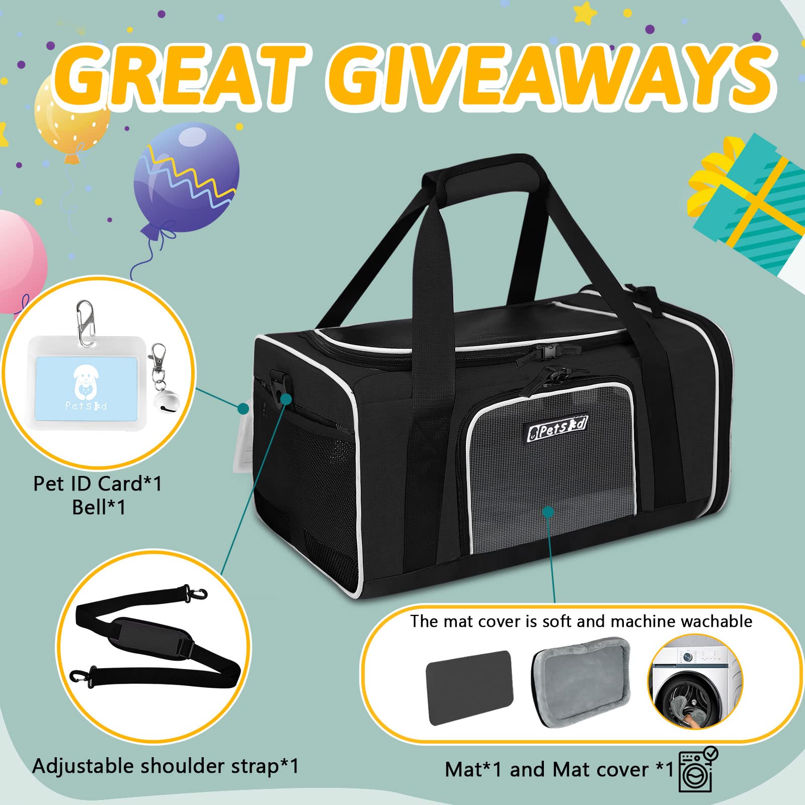 Petskd pet carrier with stable rod design prevents sagging
